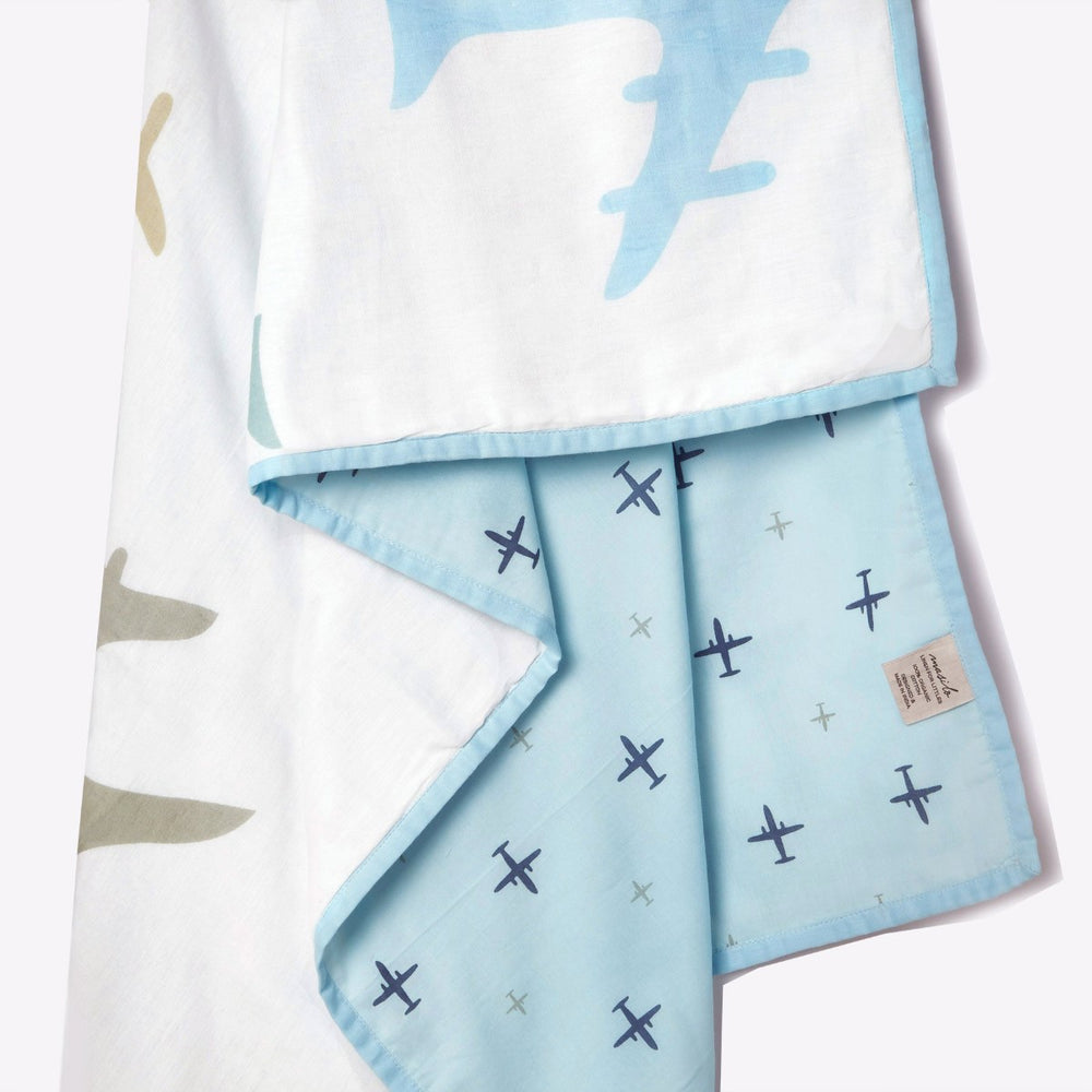 Dream Wings Light Blue Soft Dohar Blanket For Babies | Nursery Essential | Organic | Sustainable