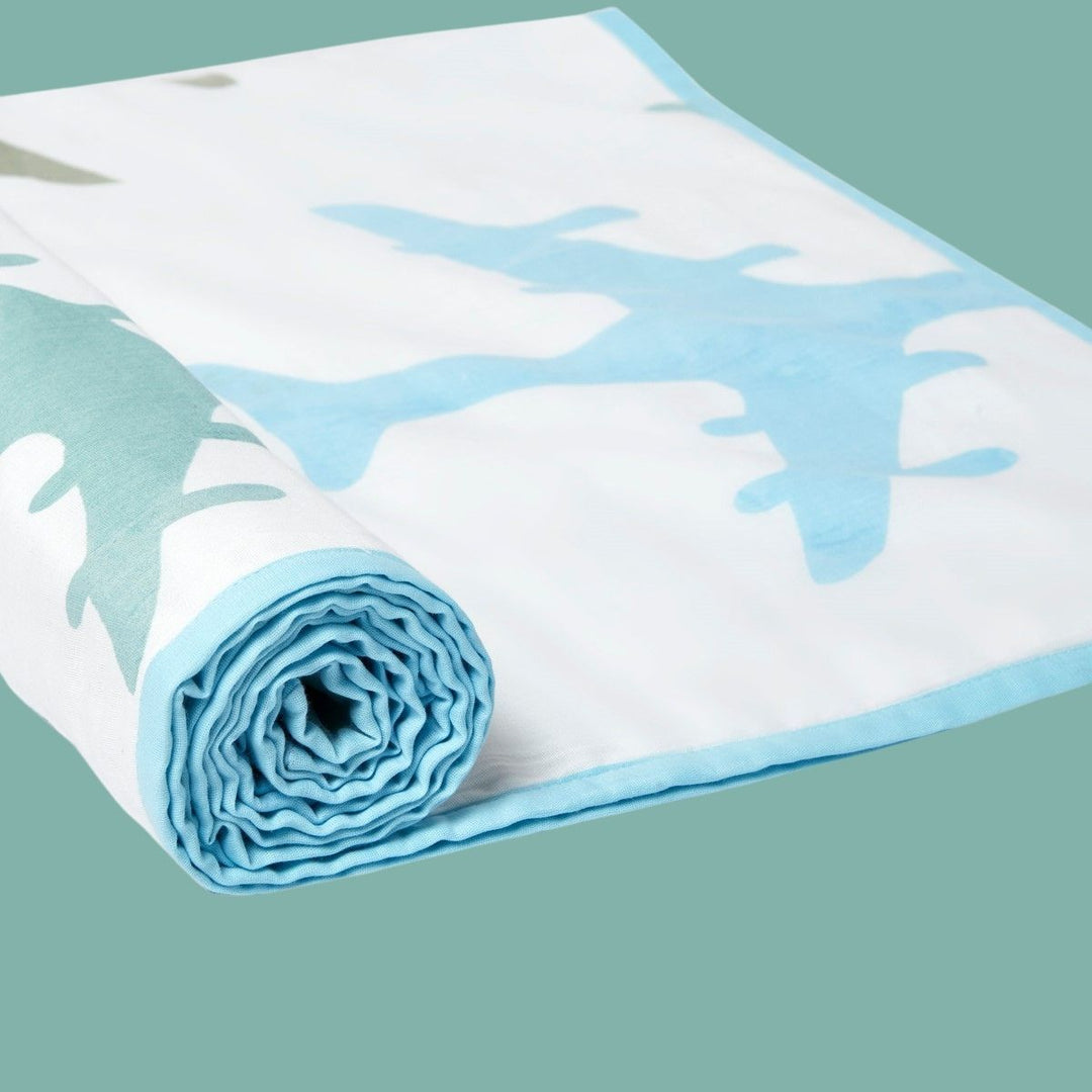 Dream Wings Light Blue Soft Dohar Blanket For Babies | Nursery Essential | Organic | Sustainable