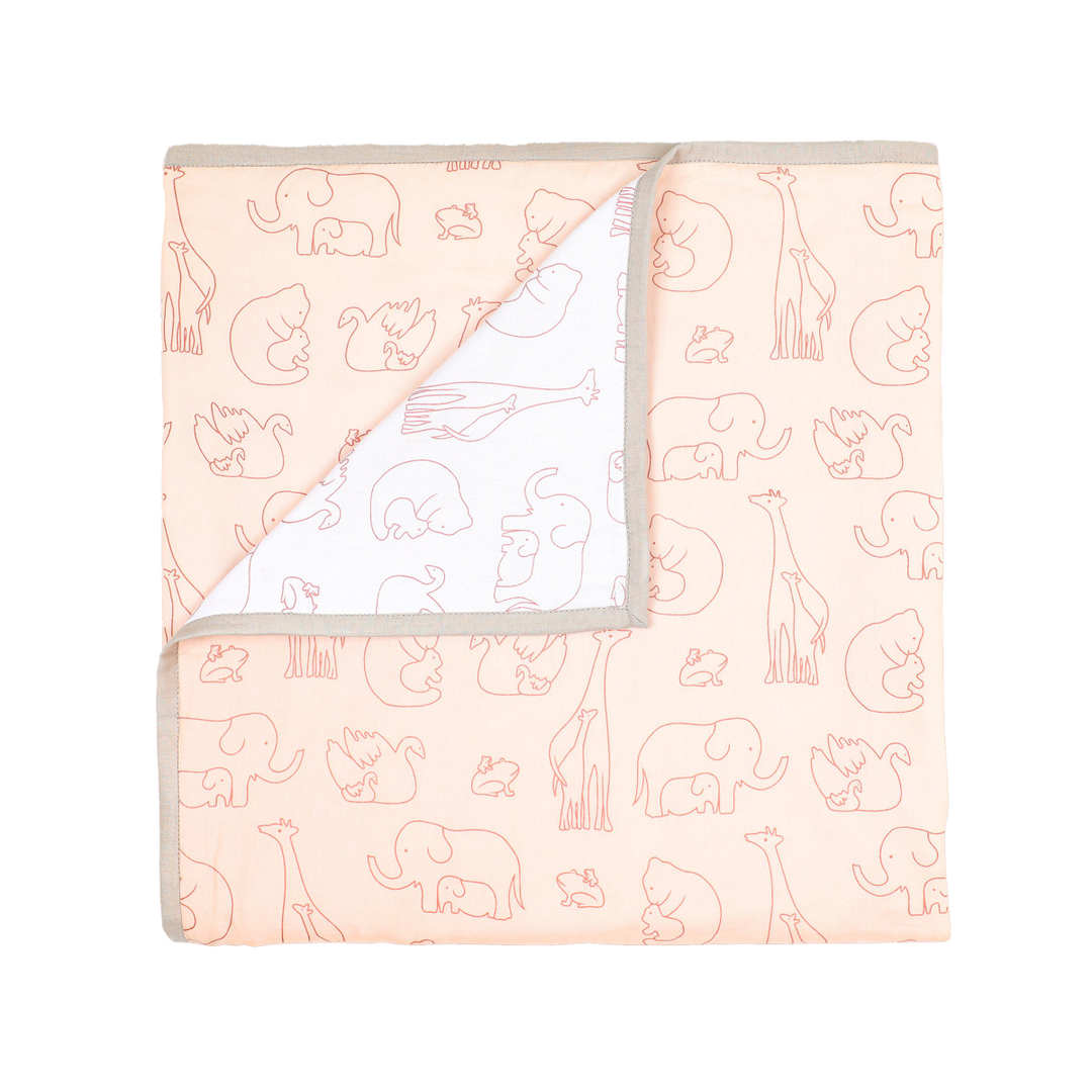 Pink Soft Dohar Blanket For Babies | Nursery Essential | 100%Organic | Sustainable | 42 x 42 Inches