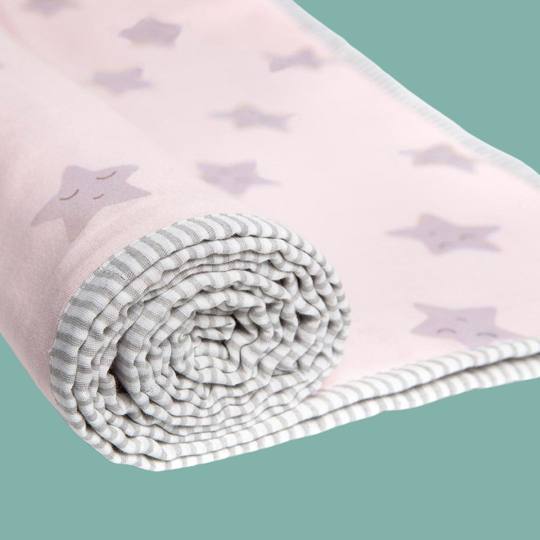 Sleepy Star Pink Soft Dohar Blanket For Babies | Nursery Essential | Organic | Sustainable | 42" x 42"