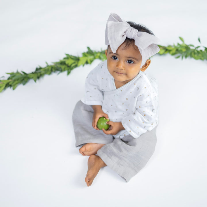 Organic Kimono Lounge Set | For Kids | 100% Organic Cotton Muslin | Sustainable | Metallic