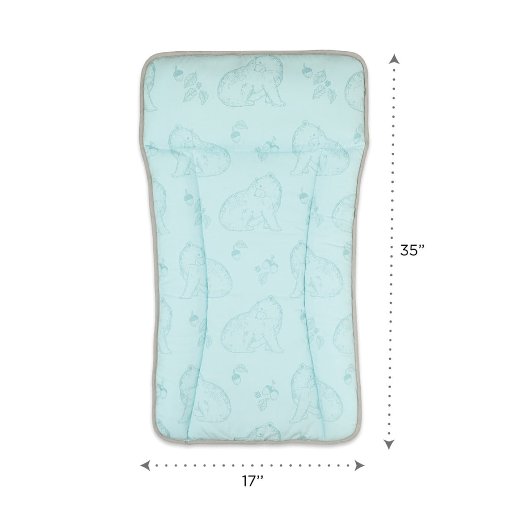 Hand-Crafted Bear Print Changing Mat For Babies | Baby Essentials | Organic Cotton | Light Blue