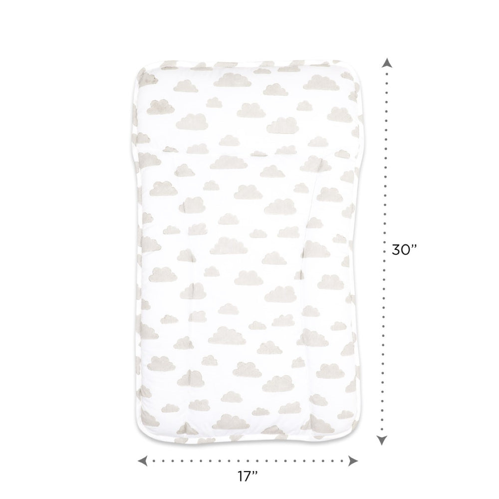 Hand-Crafted Cloud Print Changing Mat For Babies | Baby Essentials | Organic Cotton | Light Grey