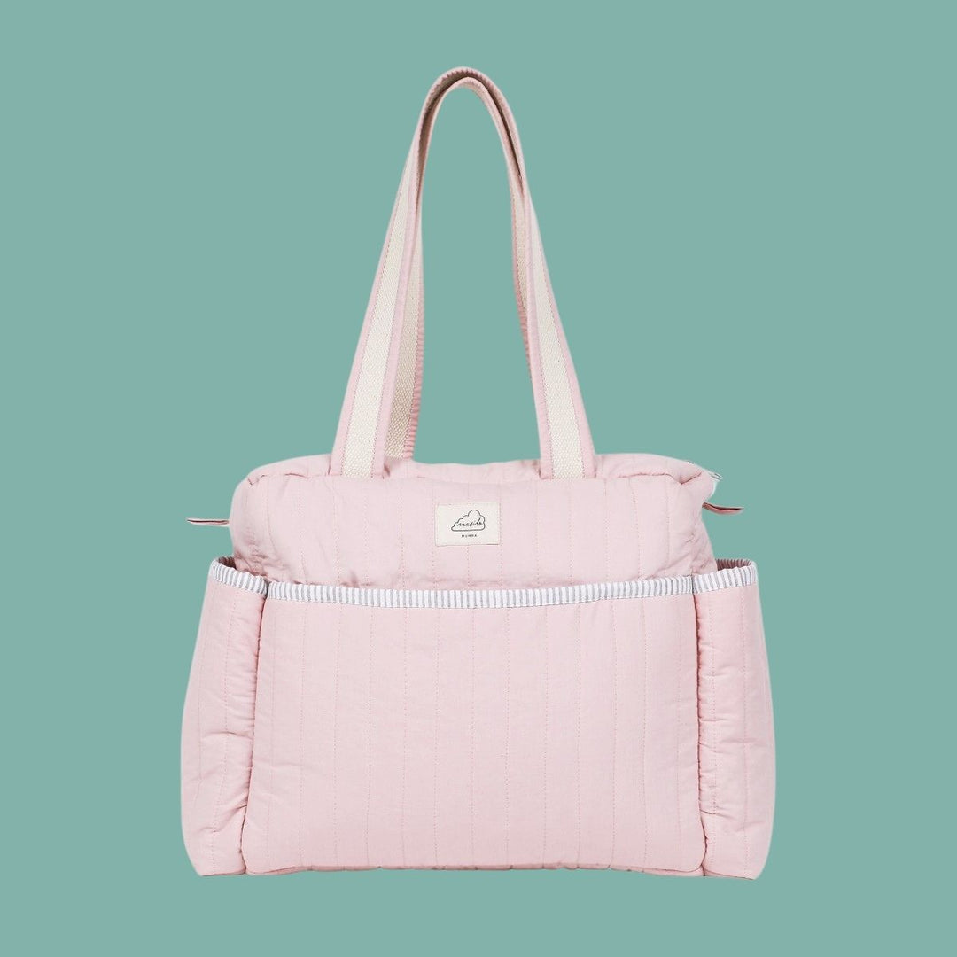 Minimalistic Baby Diaper Bag | Baby Essentials | Hand-Crafted | Organic Cotton | Blush Pink