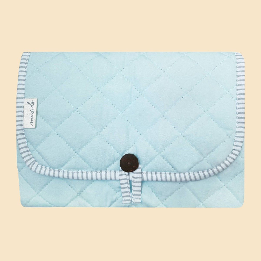 Diaper Changing Mat For Babies | Baby Essentials | Travel Friendly | 100% Organic Cotton | Sky Blue