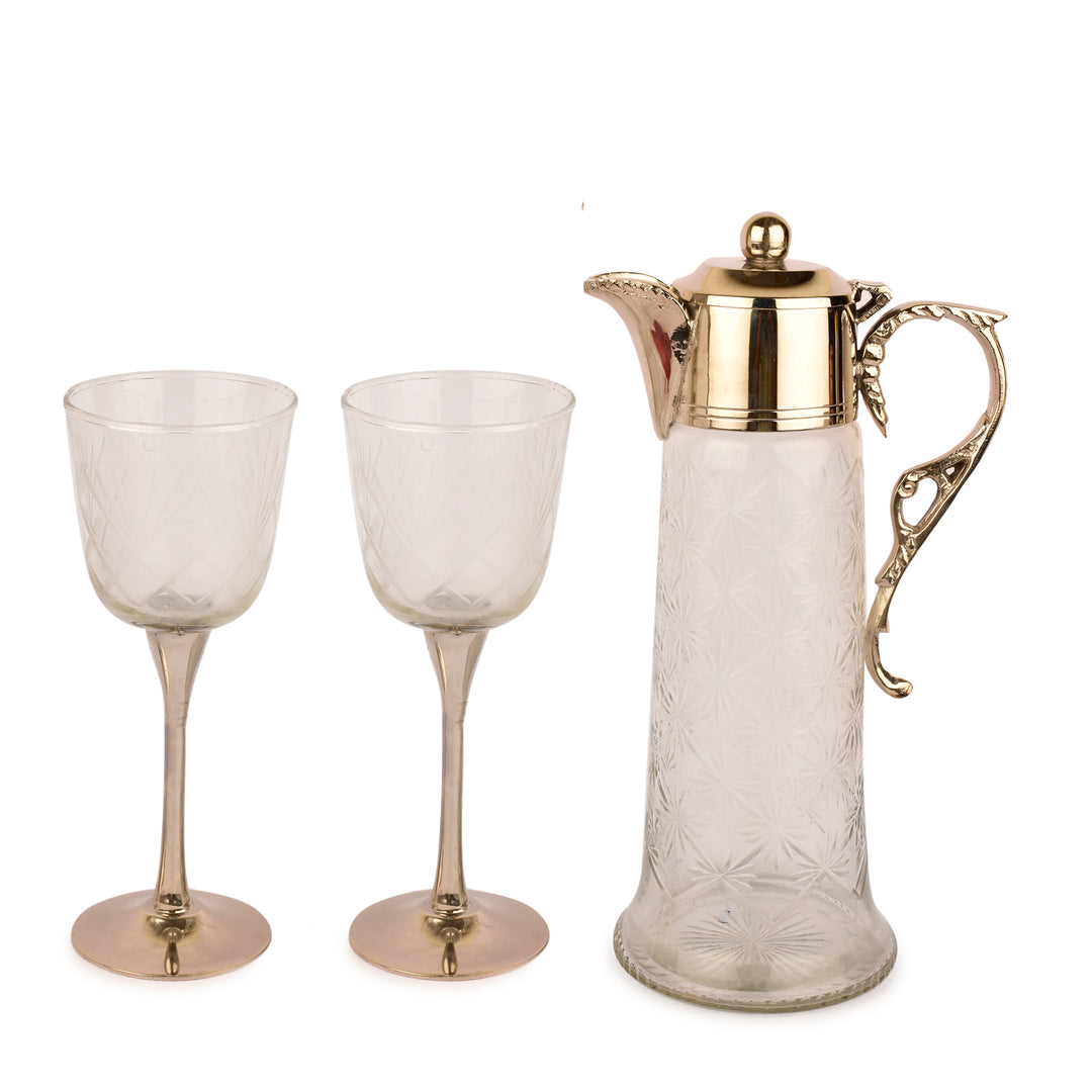 Jug and Goblets Set | Barware | Dining Decor | Artistic | Ideal Gift | Nickel Finish