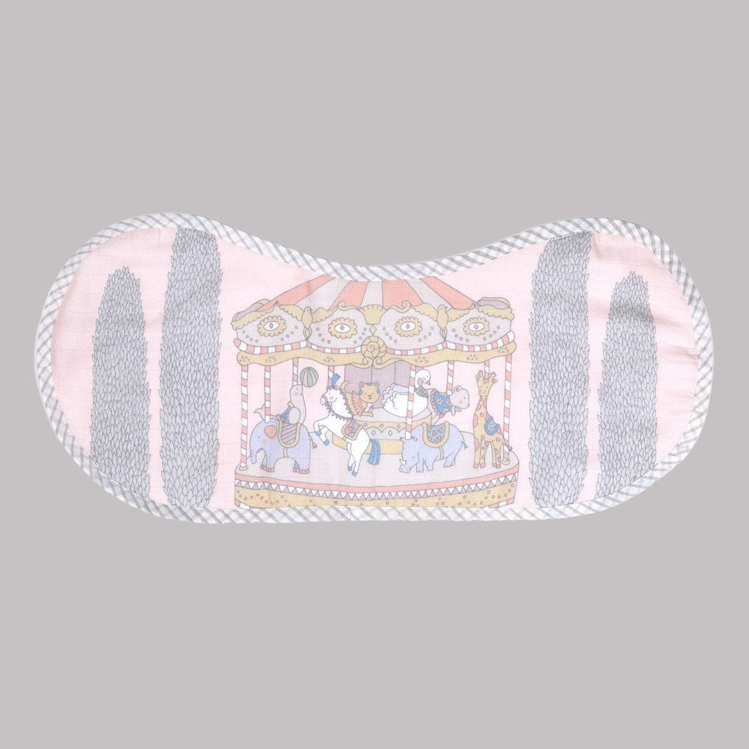 Printed Carnival All-In-One Burp & Bib Cloth For Babies | Organic Cotton Muslin | Pink