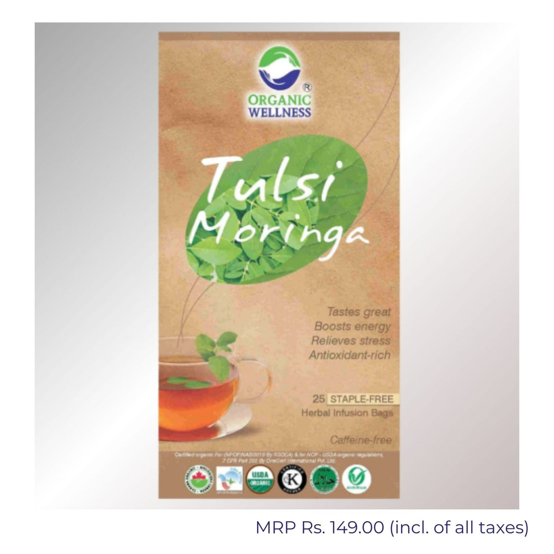 Tulsi Moringa Herbal Tea | Meticulously Crafted Blend  | 25 Tea Bags