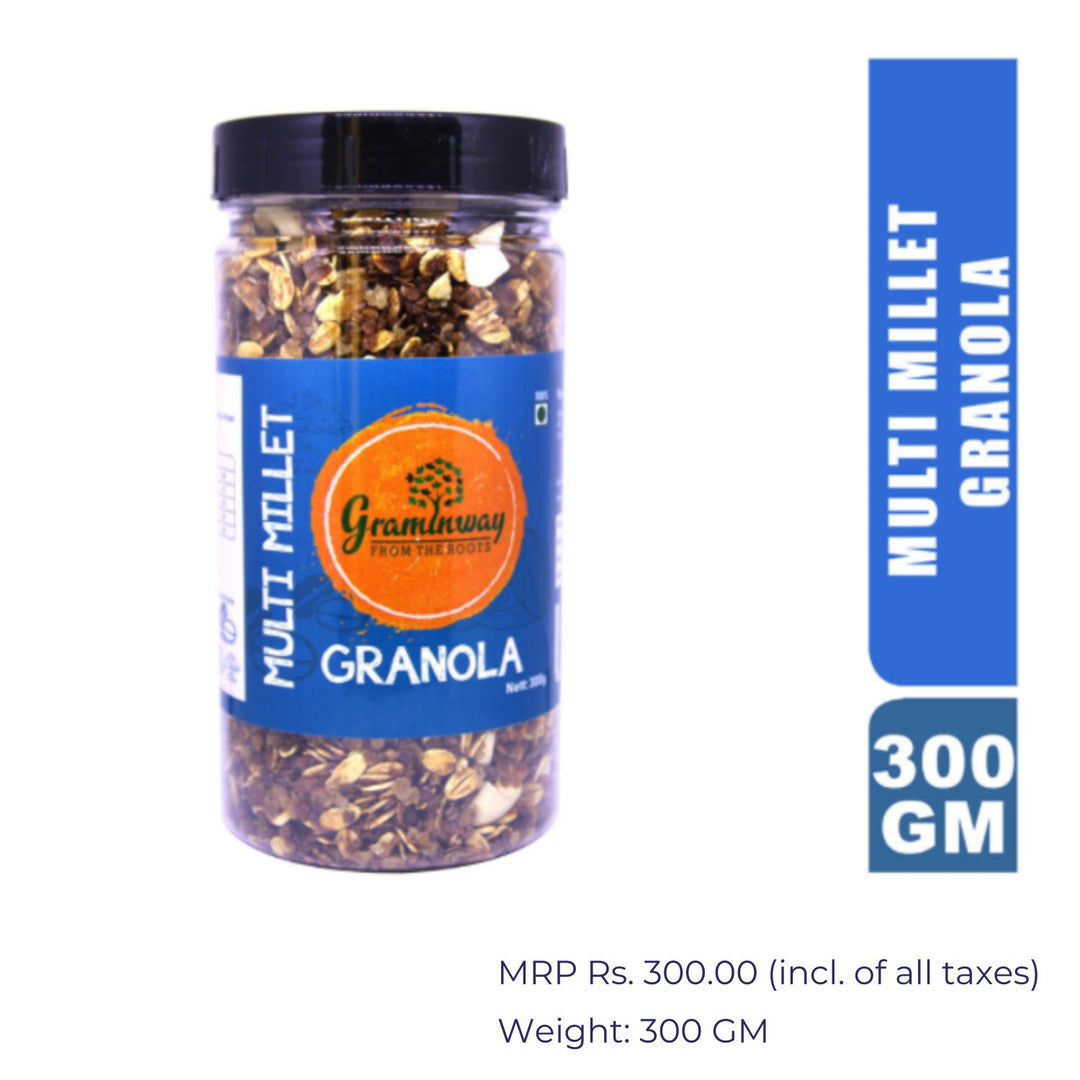 Multi Millet Granola | Delicious And Healthful Breakfast Cereal | Bottle of 300 GM