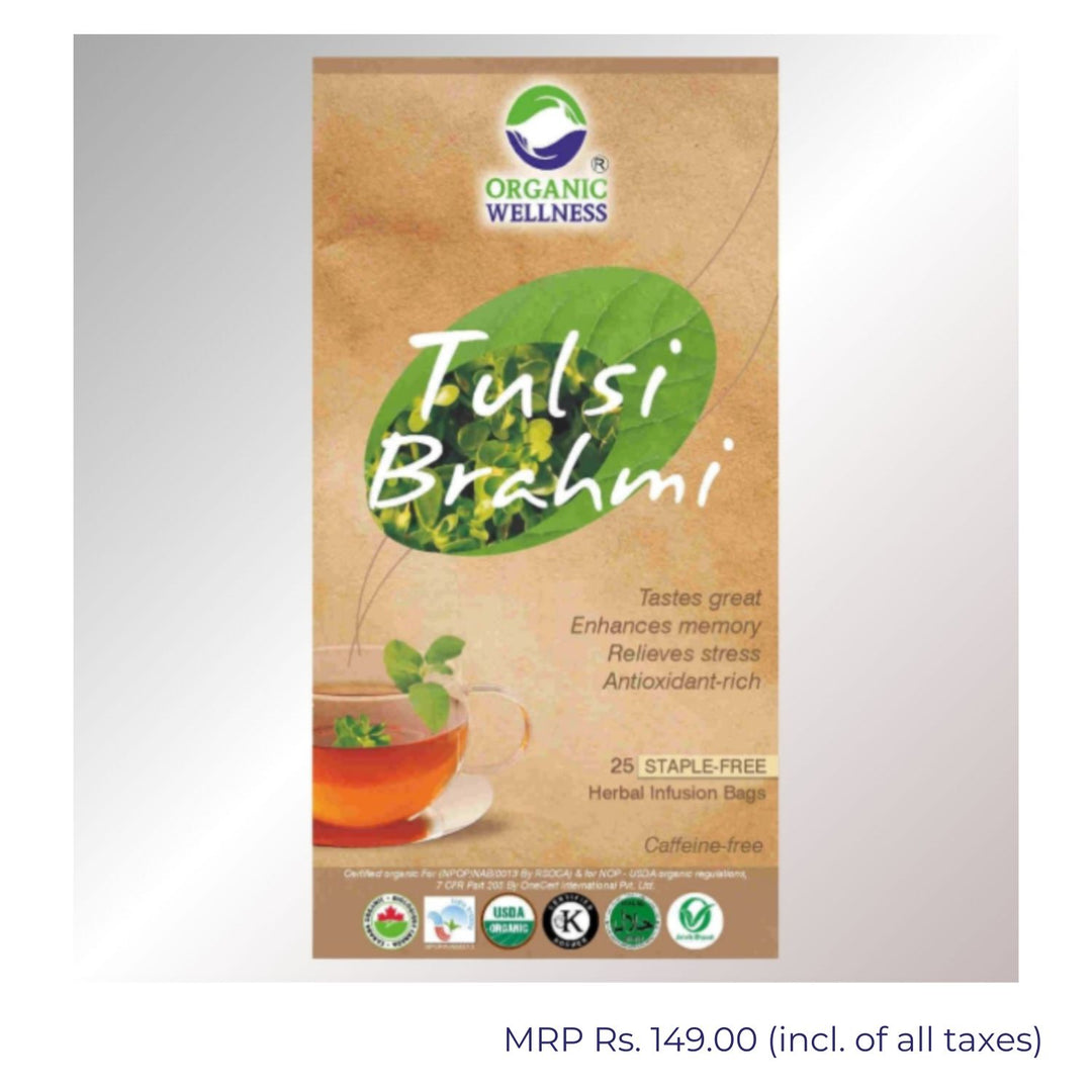 Tulsi Brahmi Herbal Tea | Memory Enhancer | 25 Staple Free Tea Bags