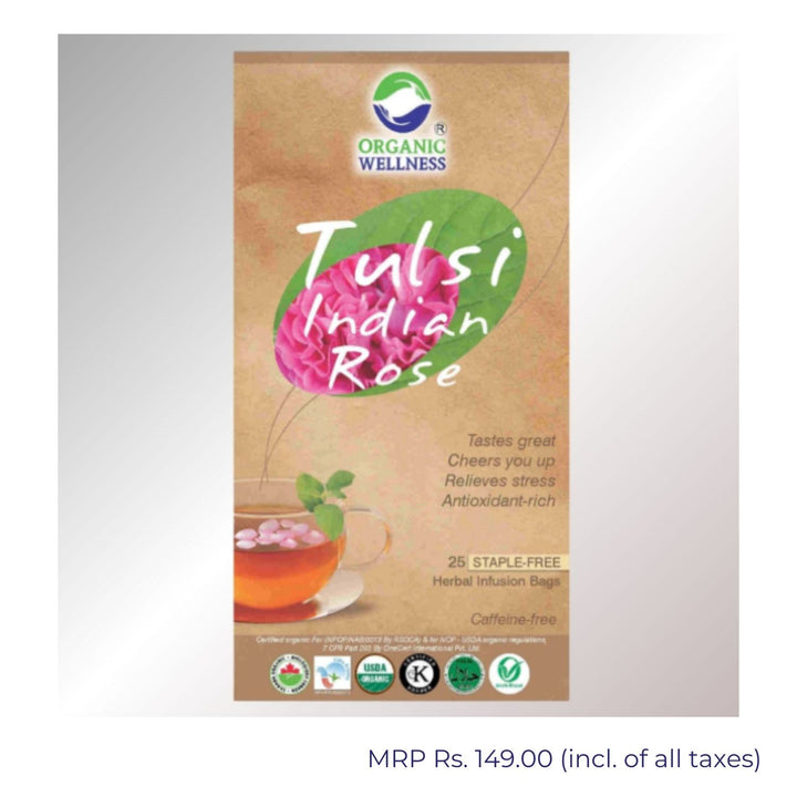 Tulsi Indian Rose Tea | Refreshing & Nurturing | 25 Staple-Free Tea Bags