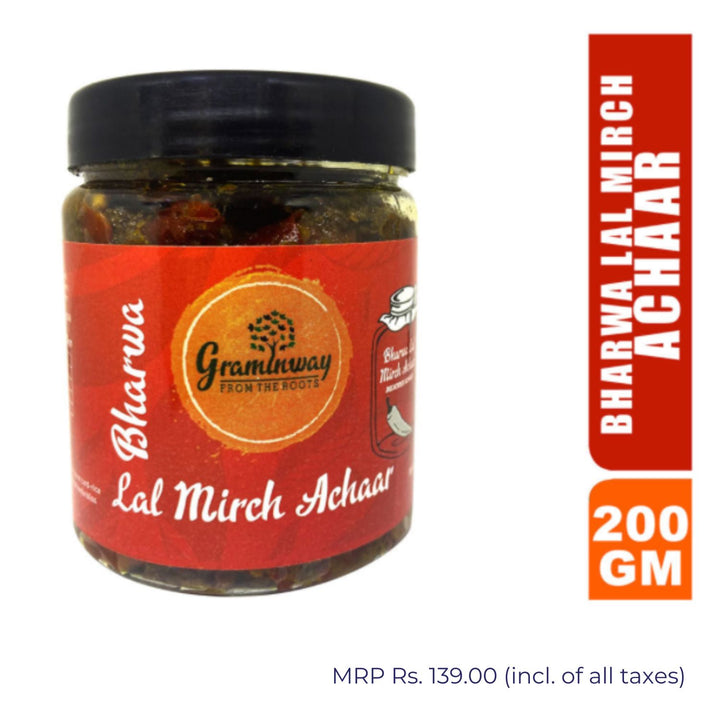 Bharwa Lal Mirch Achar | Slow & Sun-Dried Red Chilli Savoury Pickle | Bottle of 200 GM