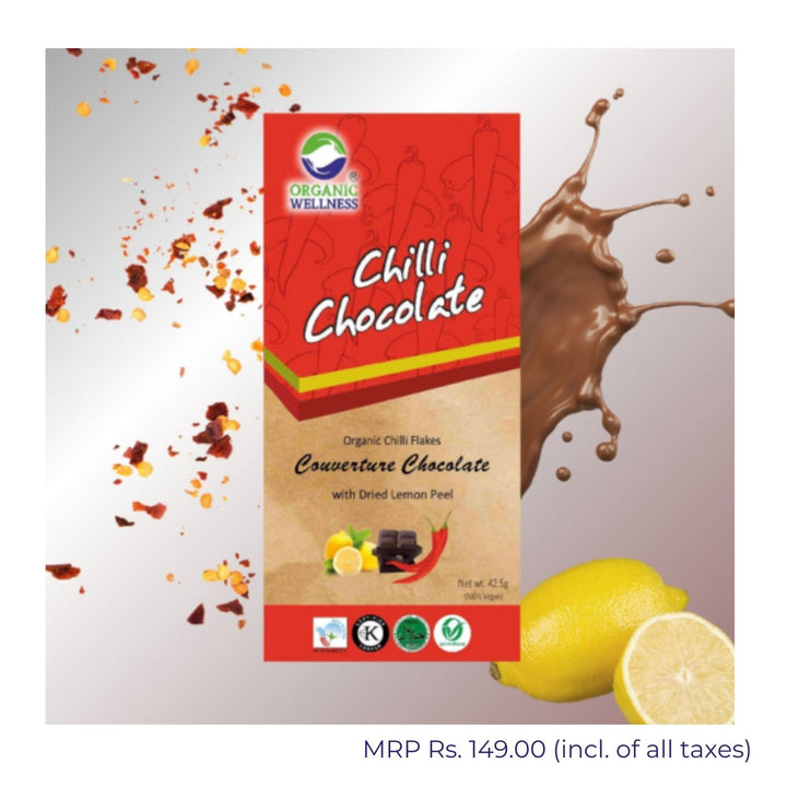 Chilli Chocolate With Dried Lemon Peel | Couverture Chocolate | 42.5 GM