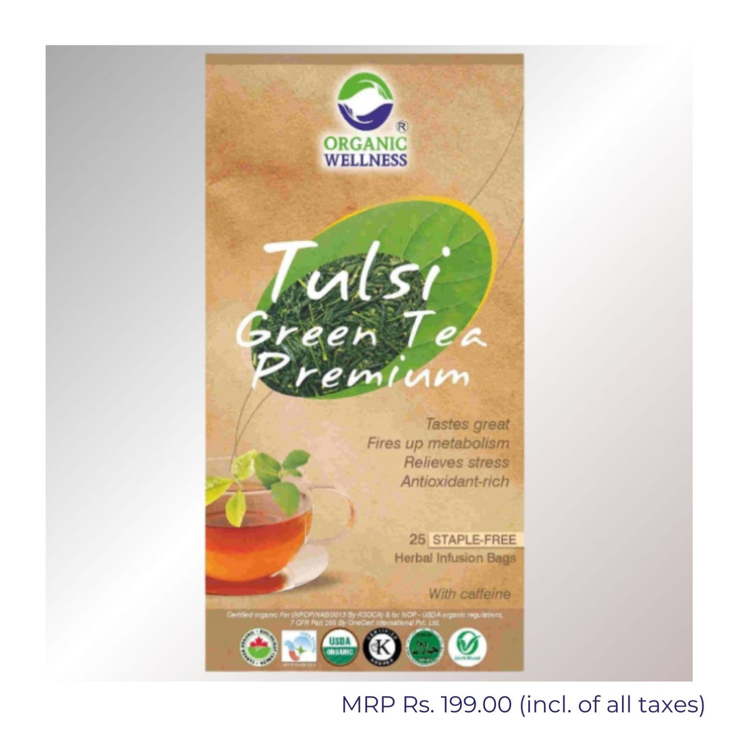 Tulsi Green Tea Premium | Green Tea & Tulsi | Stress-Relieving | 25 Teabags