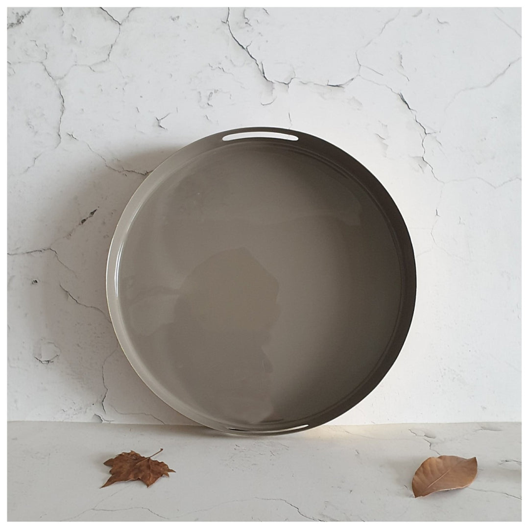 Round Handle Cut Metal Serving Tray | Modern Minimal Decor | Set Of 2