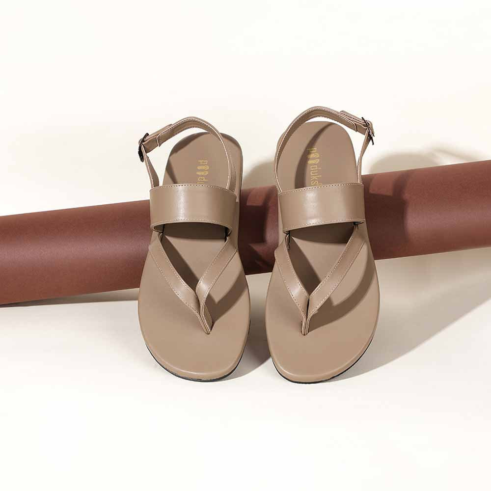 Dark Beige Flat Sandal For Men | Playful Fusion of Style and Sustainability