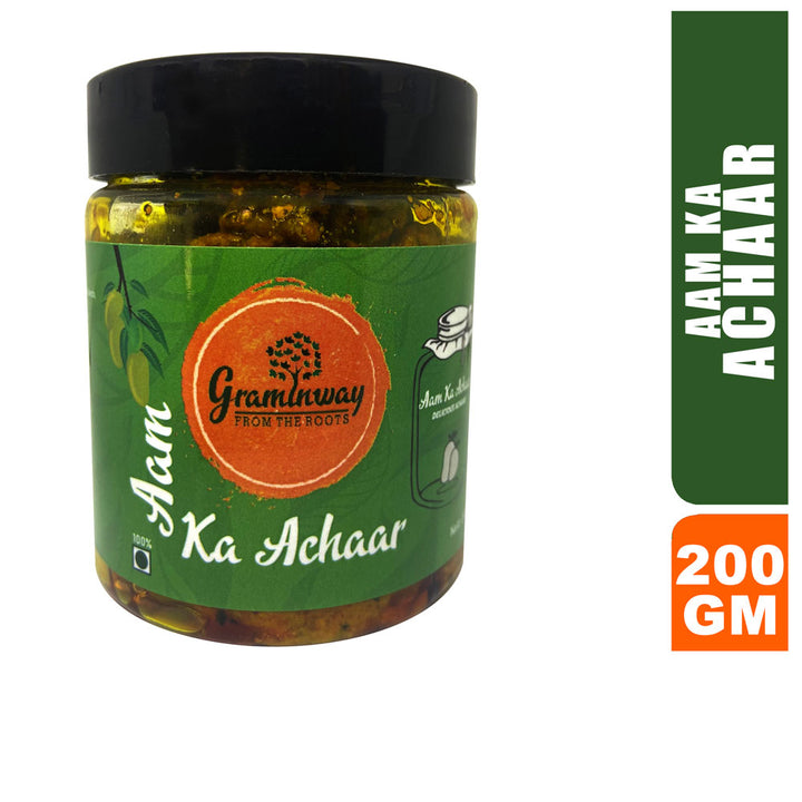 Aam Ka Achar | Made of Hand Picked Mangoes | Savoury Pickle | Bottle of 200 GM