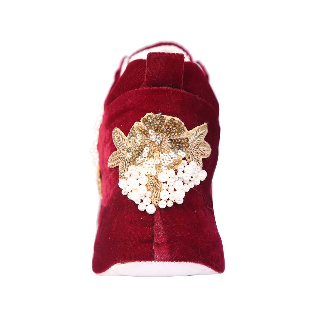 Maroon Sneakers With a Twist | Modern Day Wedding | Comfort-Fashion Combo