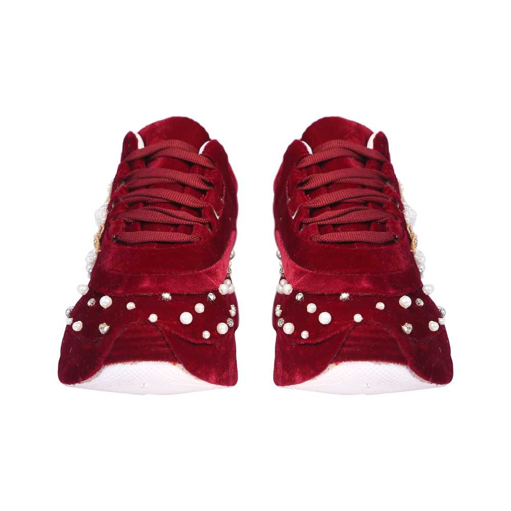 Maroon Sneakers With a Twist | Modern Day Wedding | Comfort-Fashion Combo
