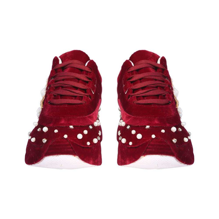 Maroon Sneakers With a Twist | Modern Day Wedding | Comfort-Fashion Combo