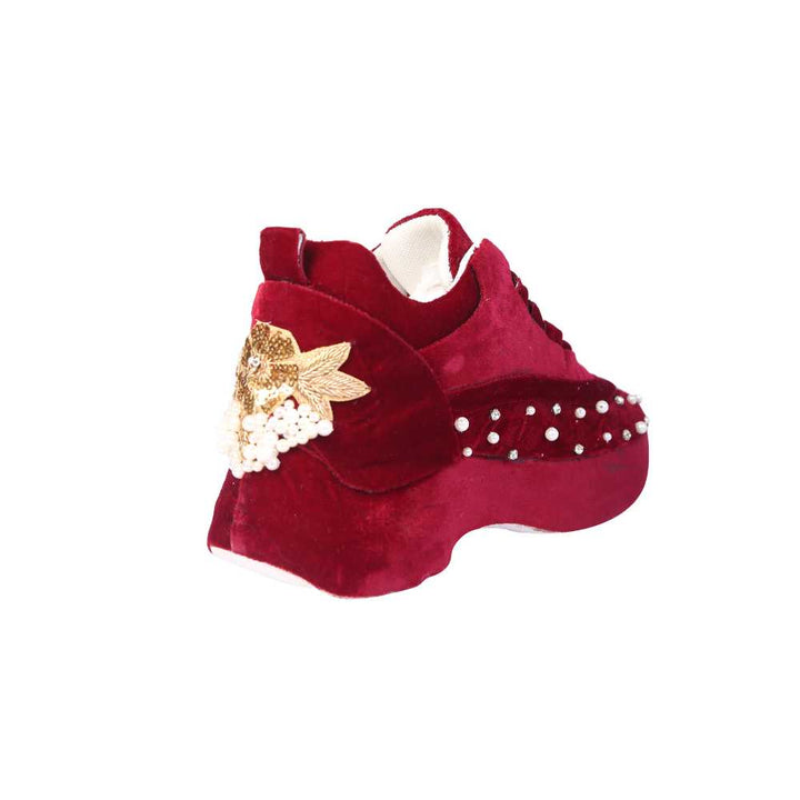 Maroon Sneakers With a Twist | Modern Day Wedding | Comfort-Fashion Combo