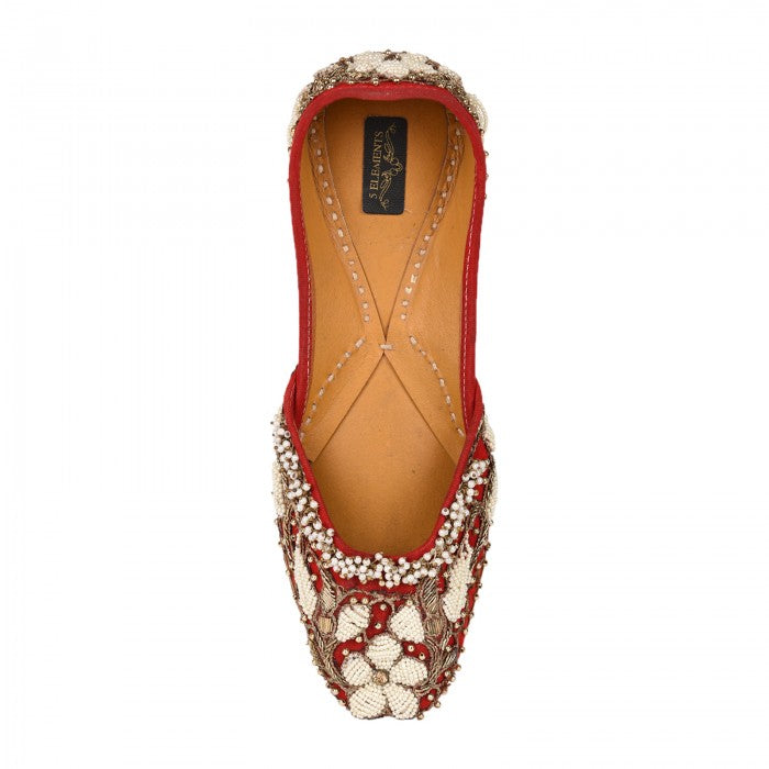 Maroon Velvet Jutti Hand Embellished With Pearls And Beads | Wedding Special