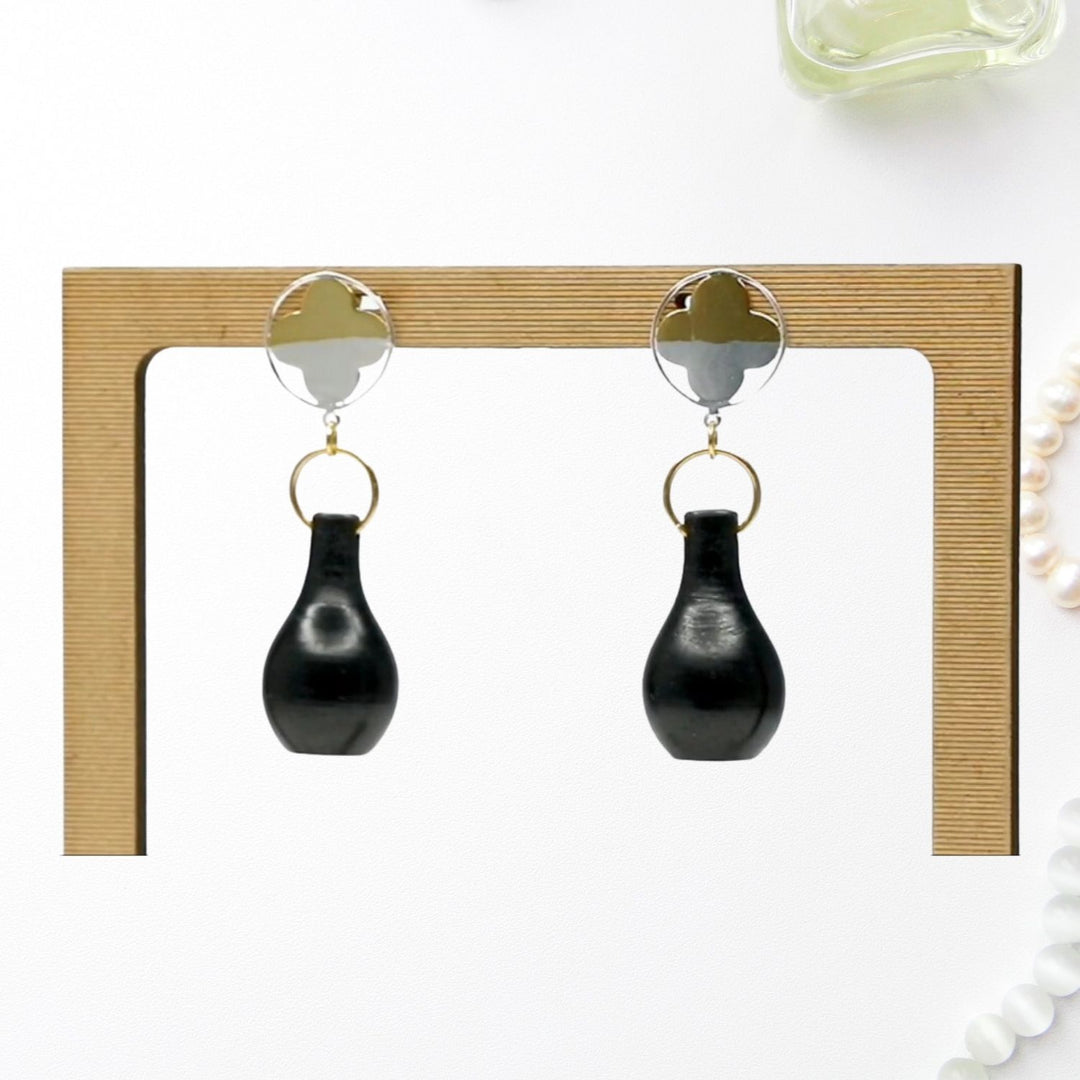 Mehrab Brass Earring | Crafted With Black Pottery | Smart And Conscious