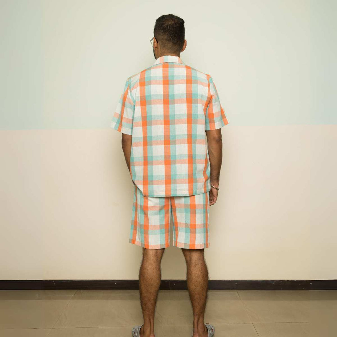 The Holiday Co-ord Set | Men Casuals | Cropped Shirt W/ Shorts | Handwoven Cotton