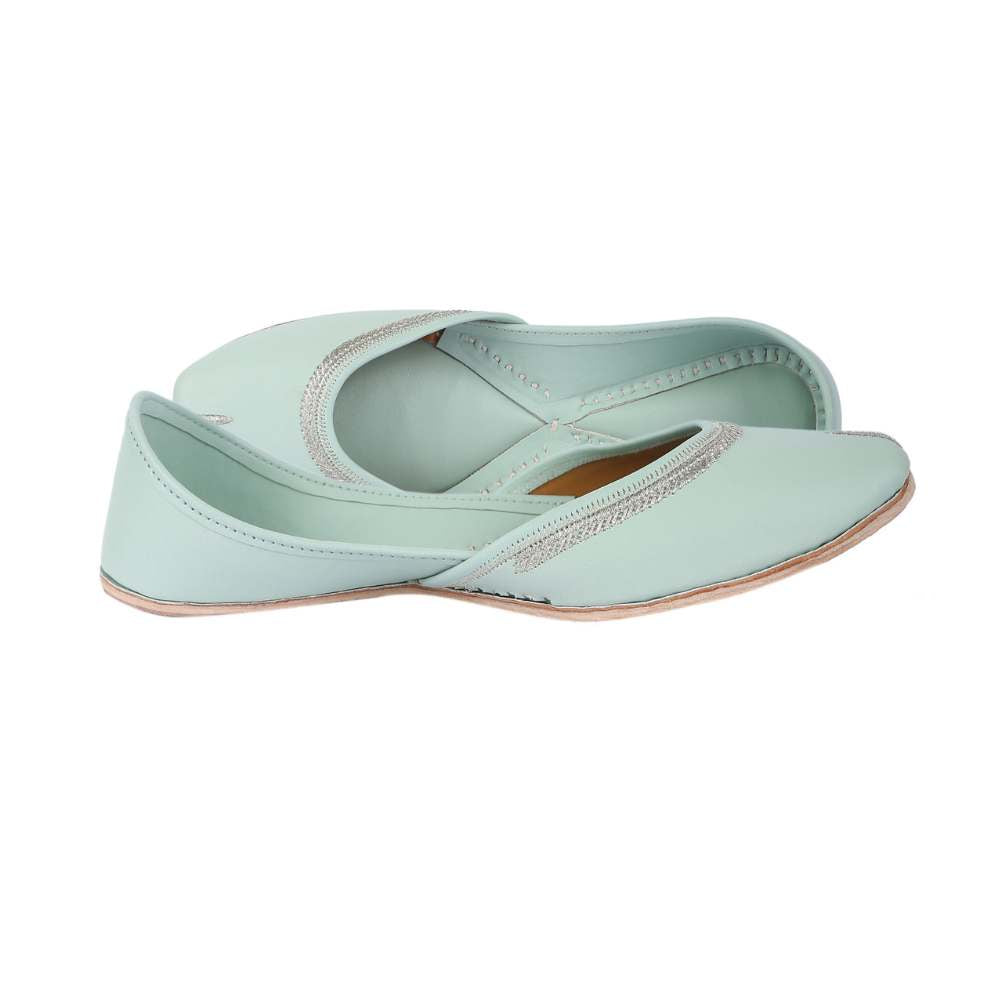 Mint Green Jutti | Exquisitely Crafted | Summery Casual  Day Wear