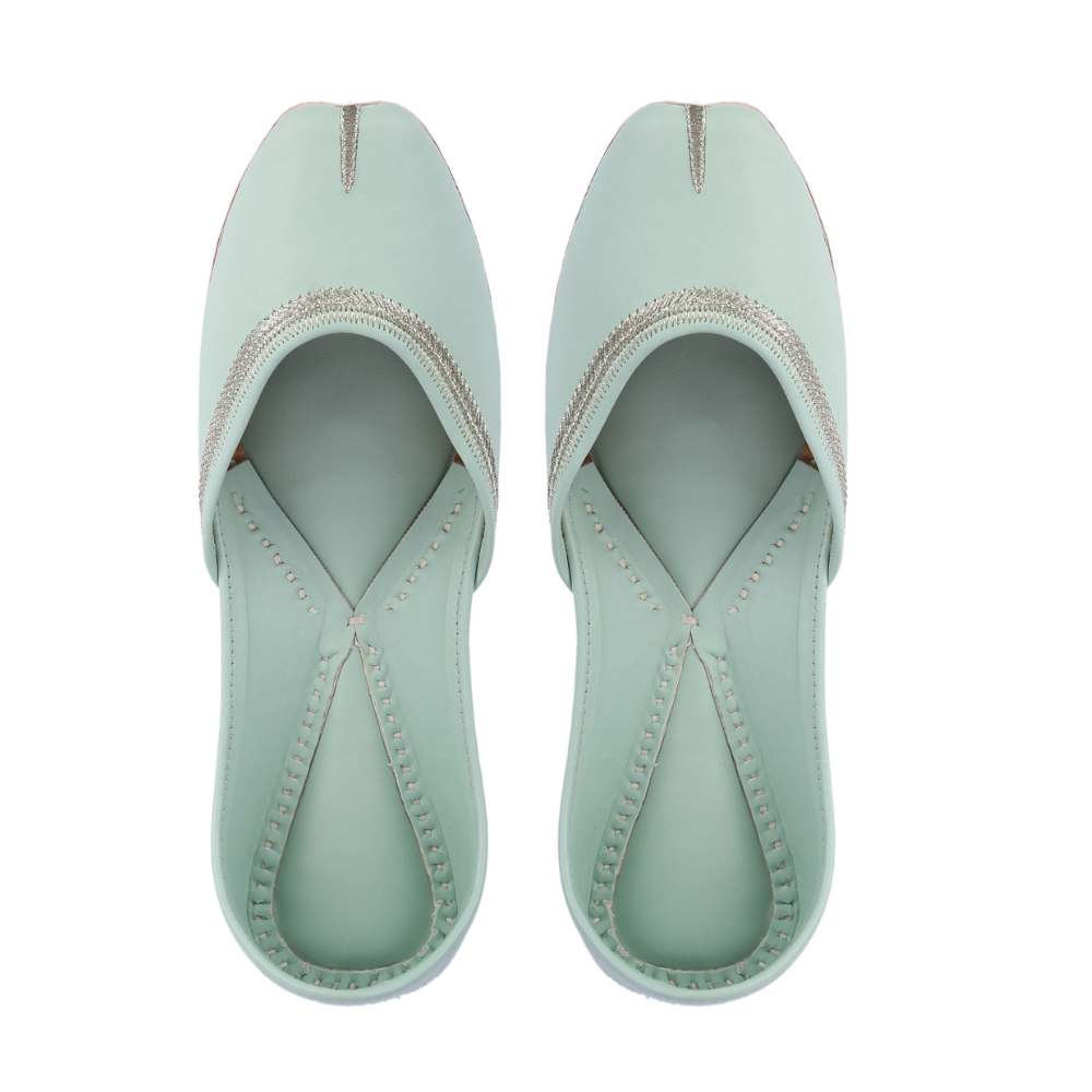 Mint Green Jutti | Exquisitely Crafted | Summery Casual  Day Wear