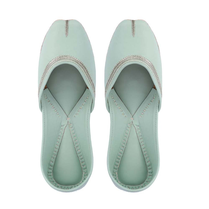 Mint Green Jutti | Exquisitely Crafted | Summery Casual  Day Wear