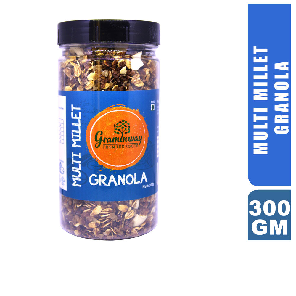 Multi Millet Granola | Delicious And Healthful Breakfast Cereal | Bottle of 300 GM