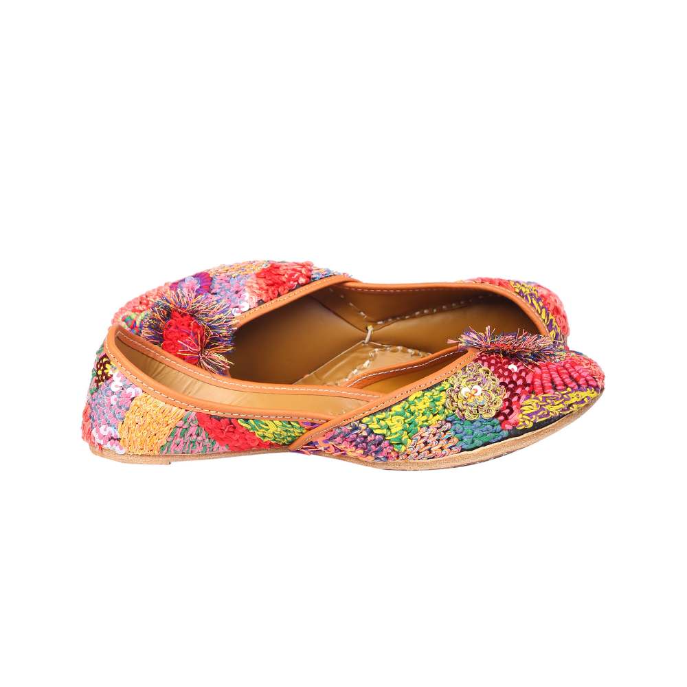 Multi Coloured Jutti | Intricately Embroidered For Wedding Functions