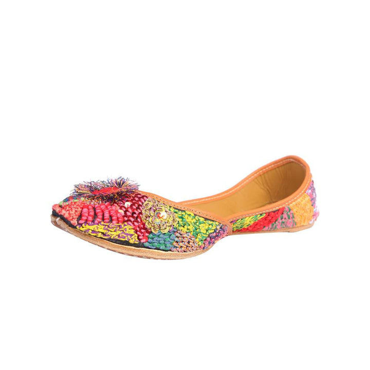 Multi Coloured Jutti | Intricately Embroidered For Wedding Functions