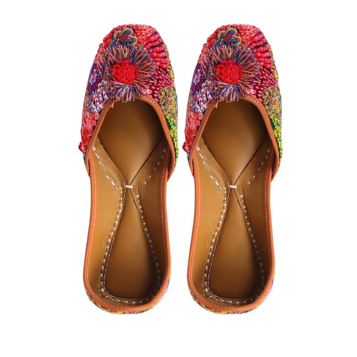Multi Coloured Jutti | Intricately Embroidered For Wedding Functions