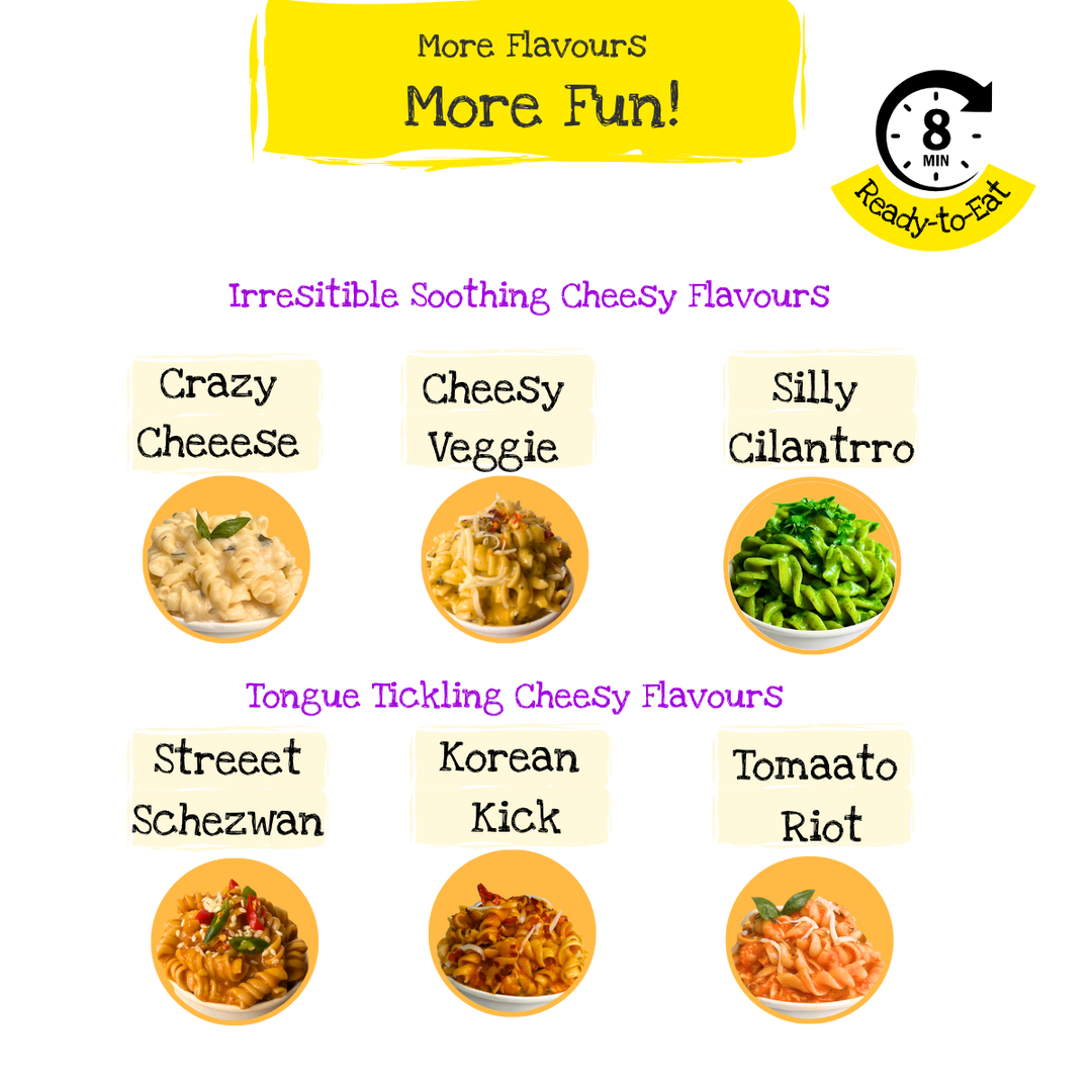 Ready To Eat Meal | Cheesy Veggie Pasta Set of 3 | Freeze Dried | 8 Mins Ready | Travel Friendly | OTT Series Add-on