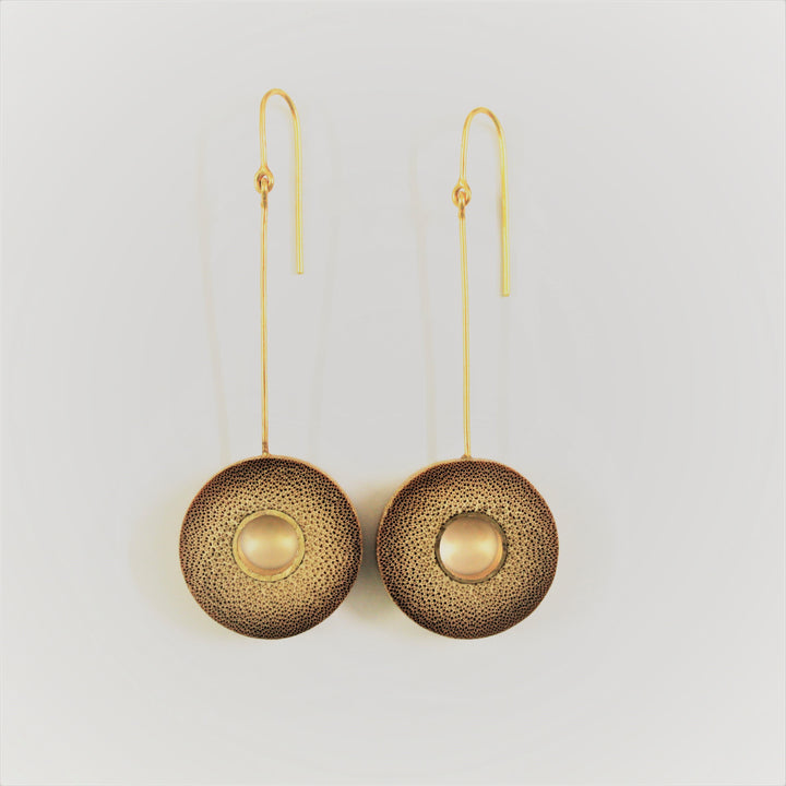 Drop Disc Ear Dangler | Consciously Made | Recycled Brass And Bamboo | Minimalistic Look