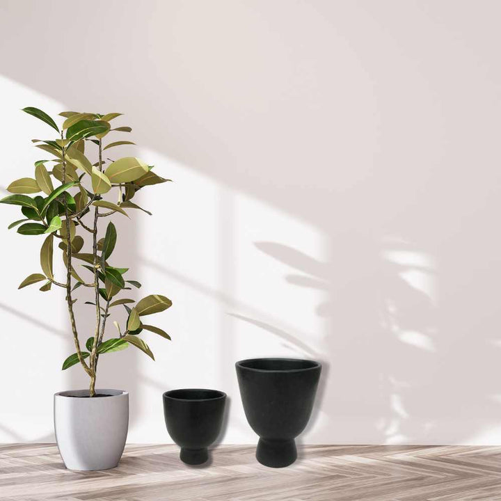 Indoor Planter | Hand-Crafted | Black Stone Pottery | 18 Inch