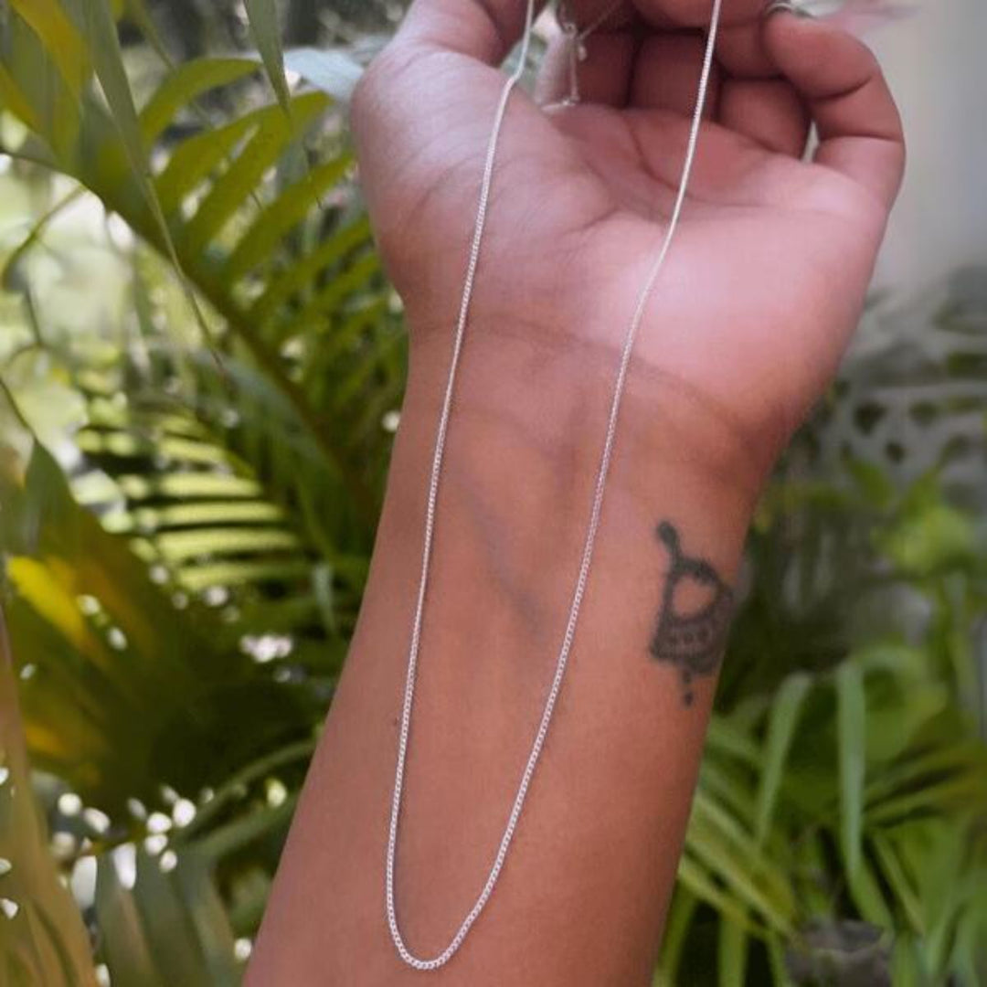 Hand-Crafted Plain Silver Neck Chain |  Artisanal | Minimalistic | Sustainable