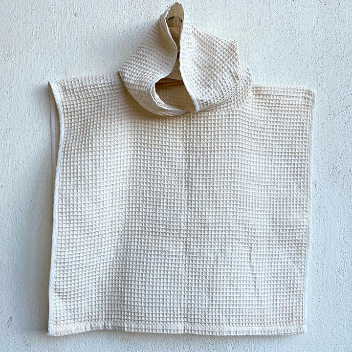 Off-White Waffle Hooded Poncho For Kids | Cotton | Set of 3