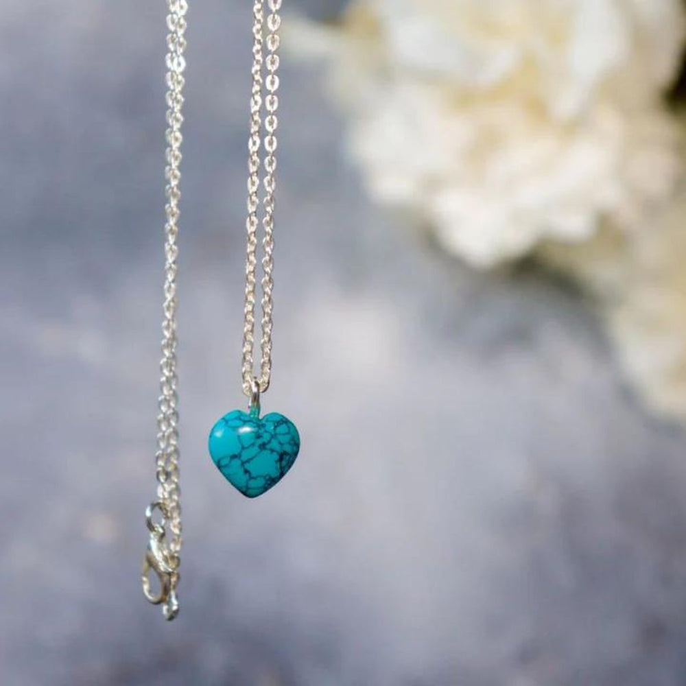 Turquoise Stone Pendant With Silver Chain | Healing Stone | Artisanal