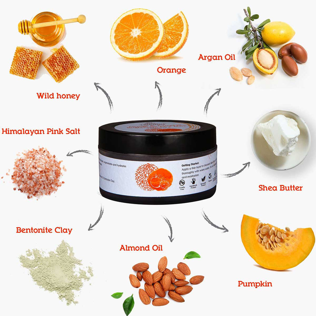 Orange & Pumpkin Brightening Face Mask |  For Dull and Greasy Skin | 40 GM