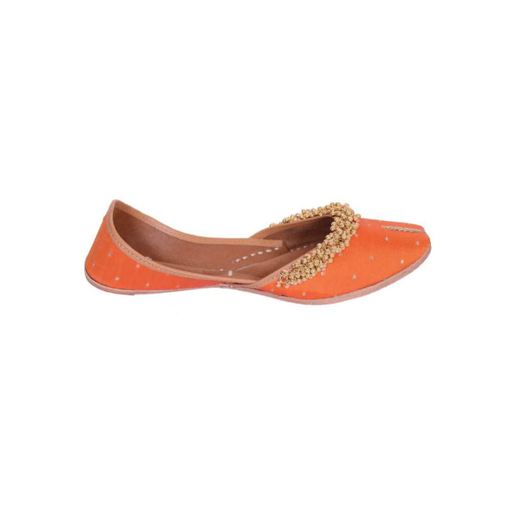 Orange Dot Printed Silk Jutti  | Hand Made For Casual Day Wear | Comfy