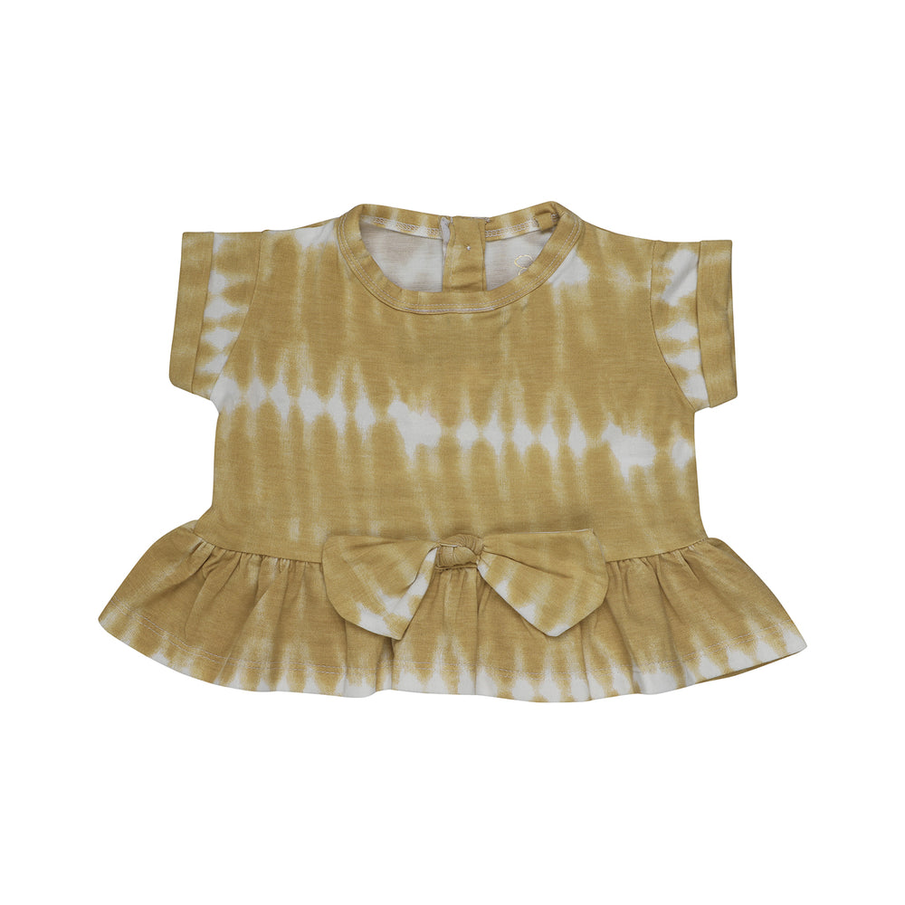 Girls Top And Pant Set | Comfort fit |Soft Cotton | Natural |Printed | Mustard And White