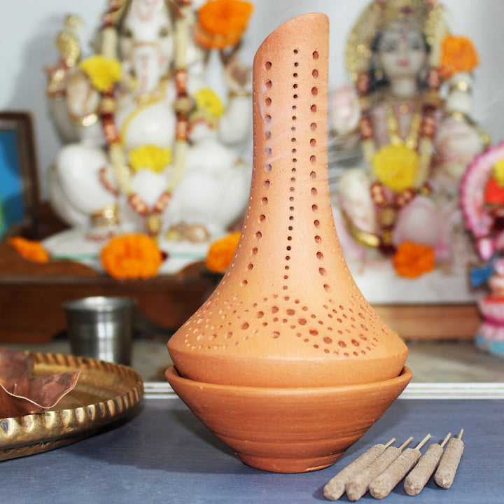 Fountain Incense Stick Stand And Loban Sticks | Terracotta