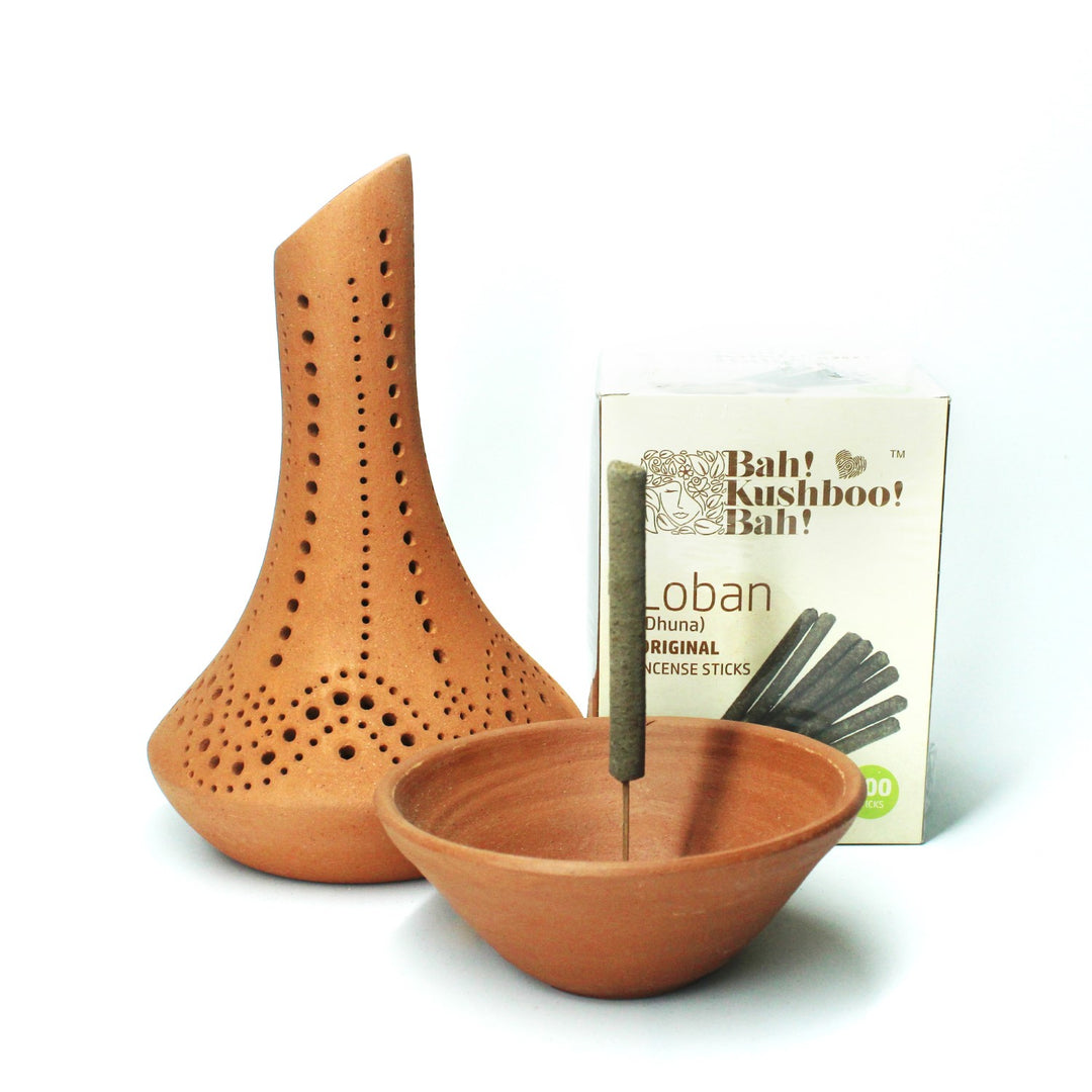 Fountain Incense Stick Stand And Loban Sticks | Terracotta