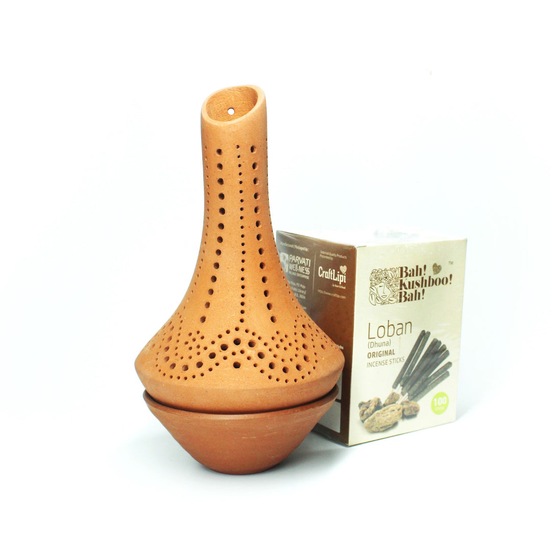 Fountain Incense Stick Stand And Loban Sticks | Terracotta