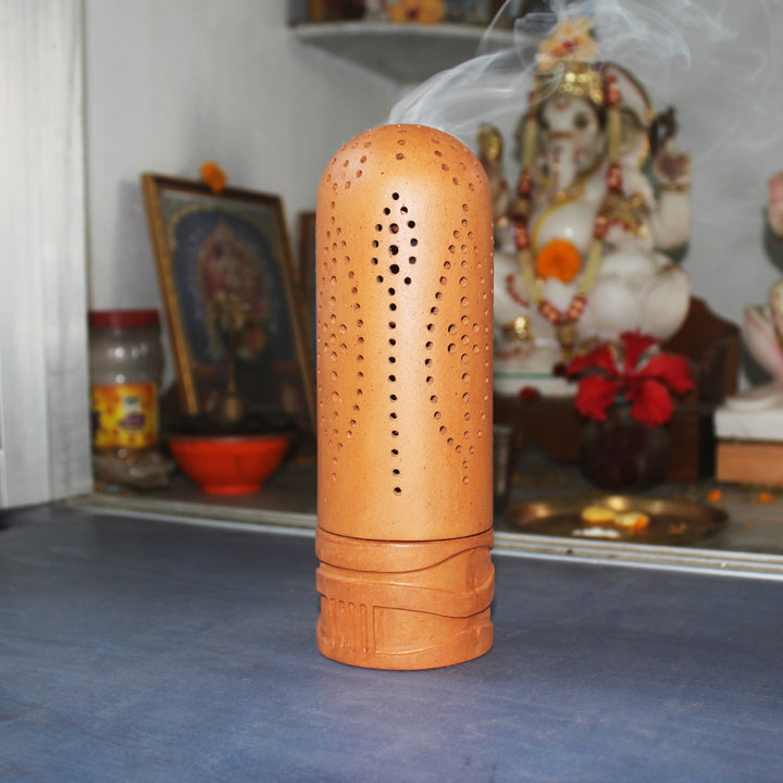 Straw Dome Incense Stick Stand And Loban Sticks | Terracotta