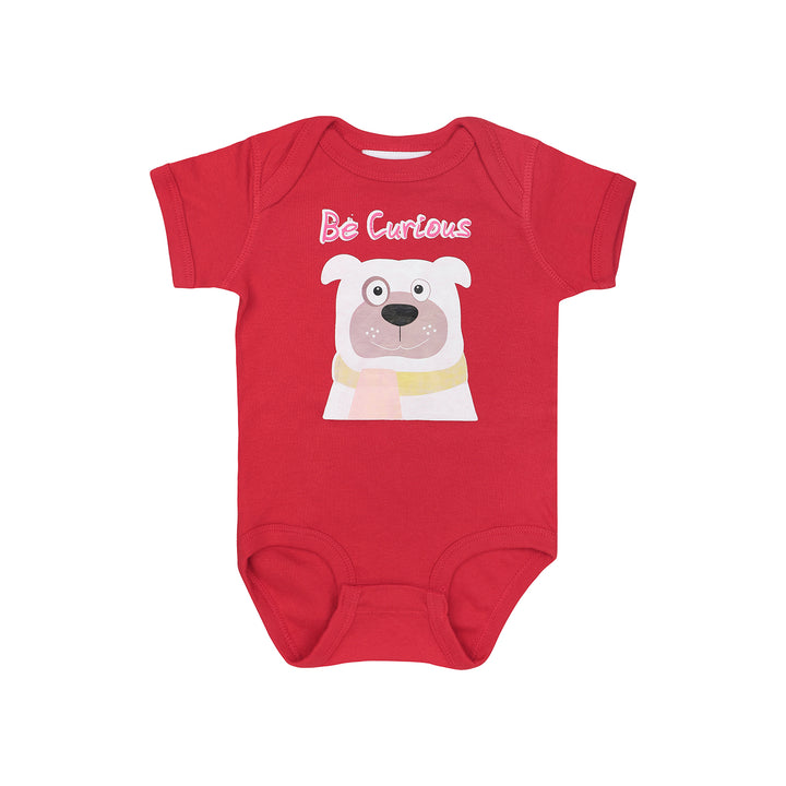 Be Curious Unisex Baby Romper | Comfort fit | Natural | Soft Cotton | Red