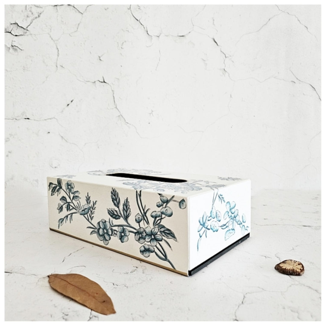 Summer White Tissue Box | Hand-Painted | Vintage Style Home Decor